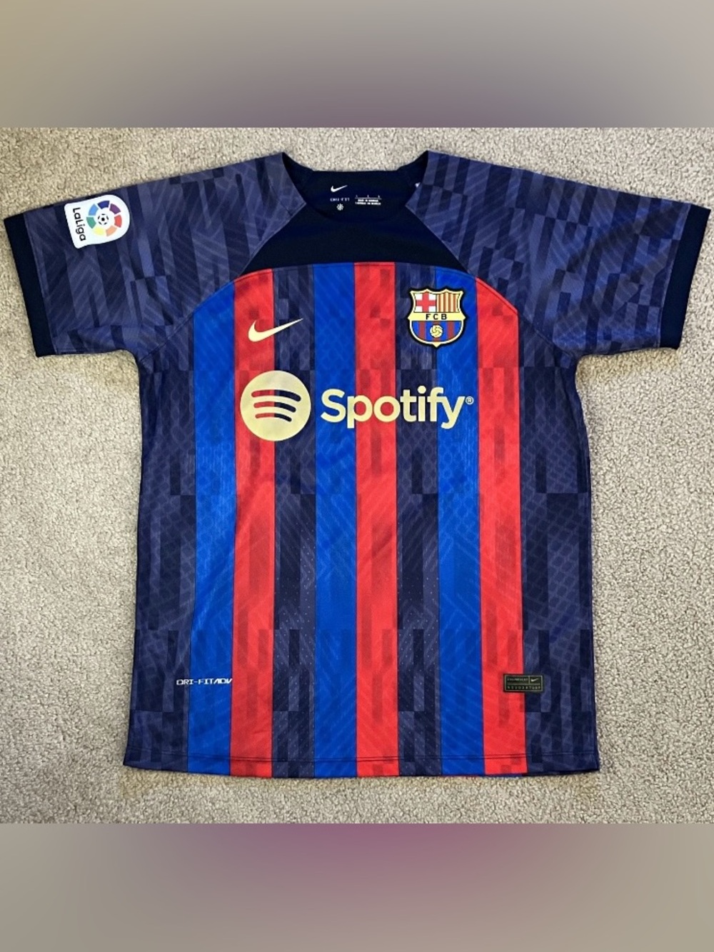Nike FC Barcelona La Liga Memphis #9 Jersey Men’s Size L Blue Red Navy
